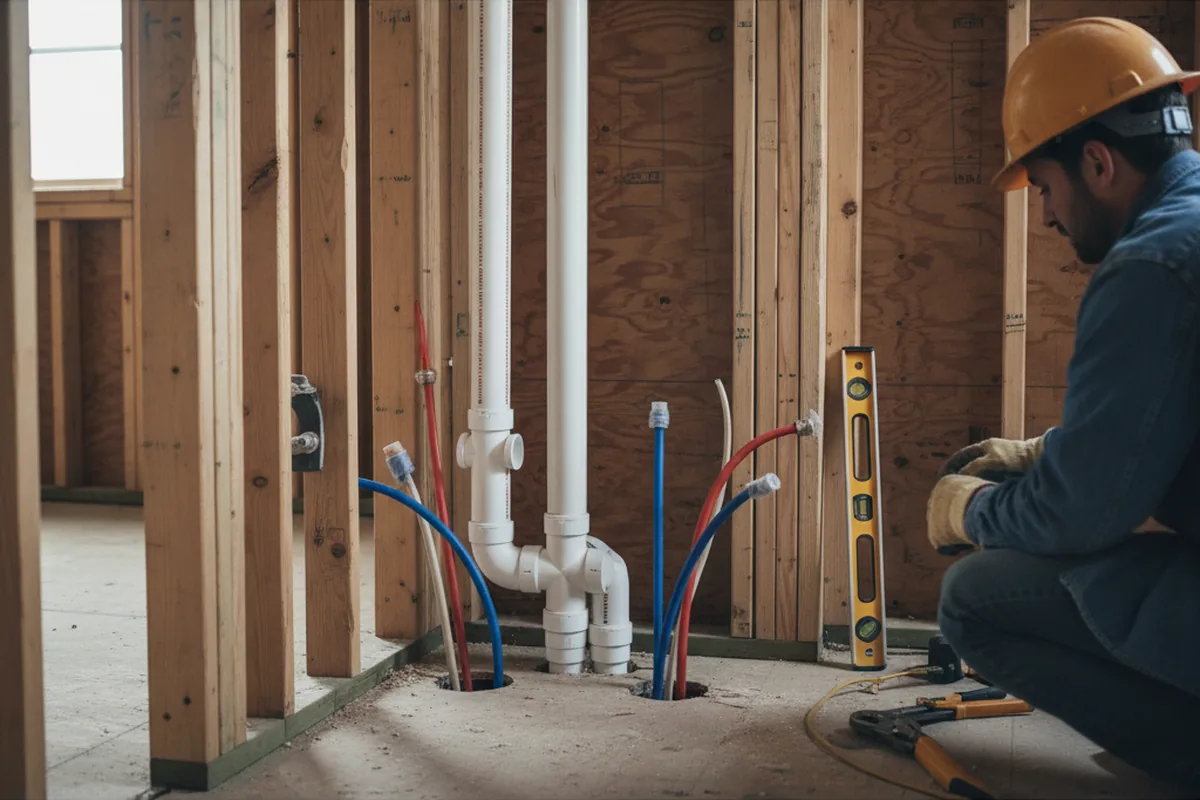 Drain and supply rough-in during Drain Cleaning in Hutchins