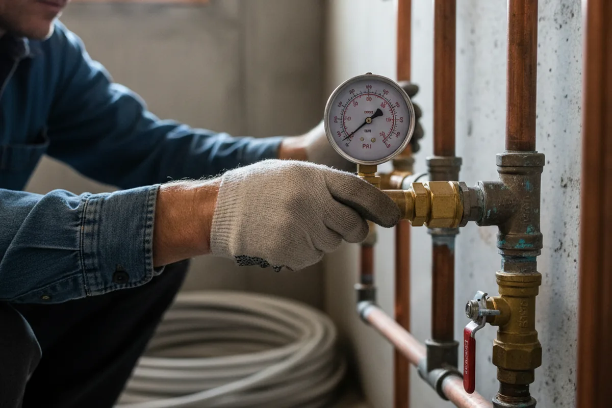 Pressure testing a repaired line during Water Line Repair in Hutchins